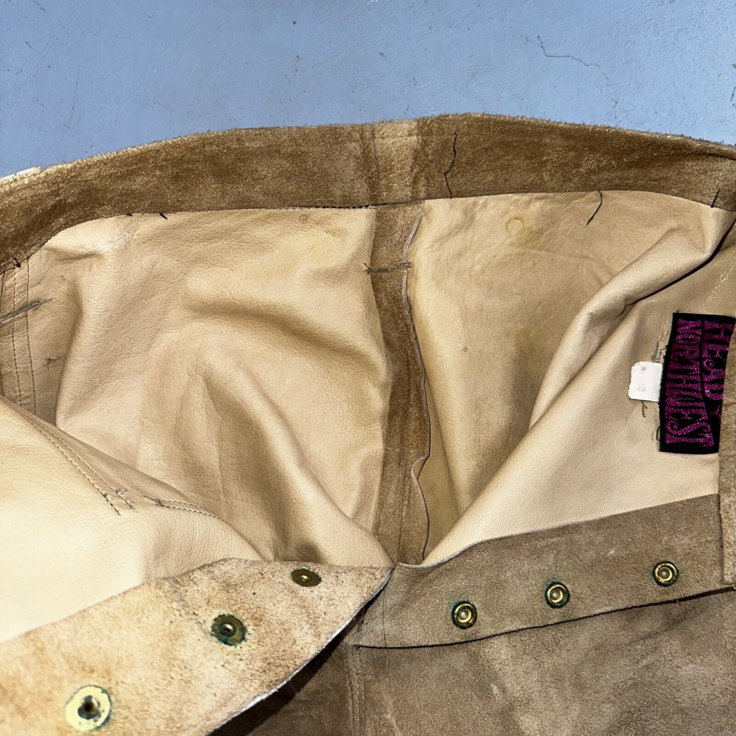 Vintage 1960s Leather Pants 28 Wide Leg Brown Rockabilly 60s Cowboy Suede 27x30