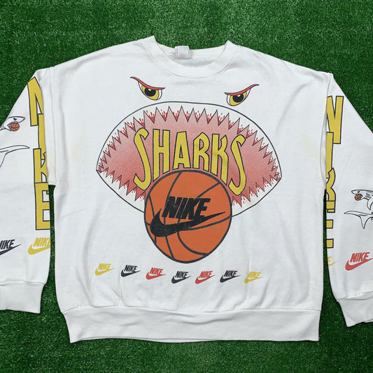 Nike Vintage Sweatshirt Mens T Shirt Sharks Crewneck AOP Basketball Jordan RARE