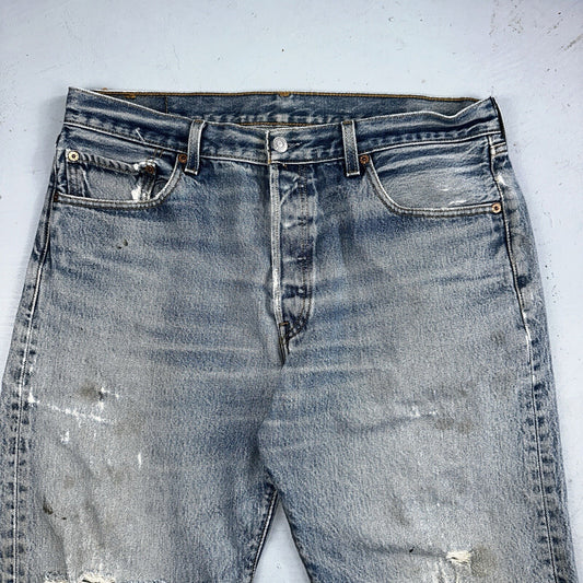 Levis 501 Vintage 90s Mexico Straight Leg Jeans 36x34 Y2K Light Wash Act 35x30