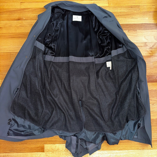 Bill Blass Menswear Trench Coat 46R Removable Liner Long Belted Overcoat VTG