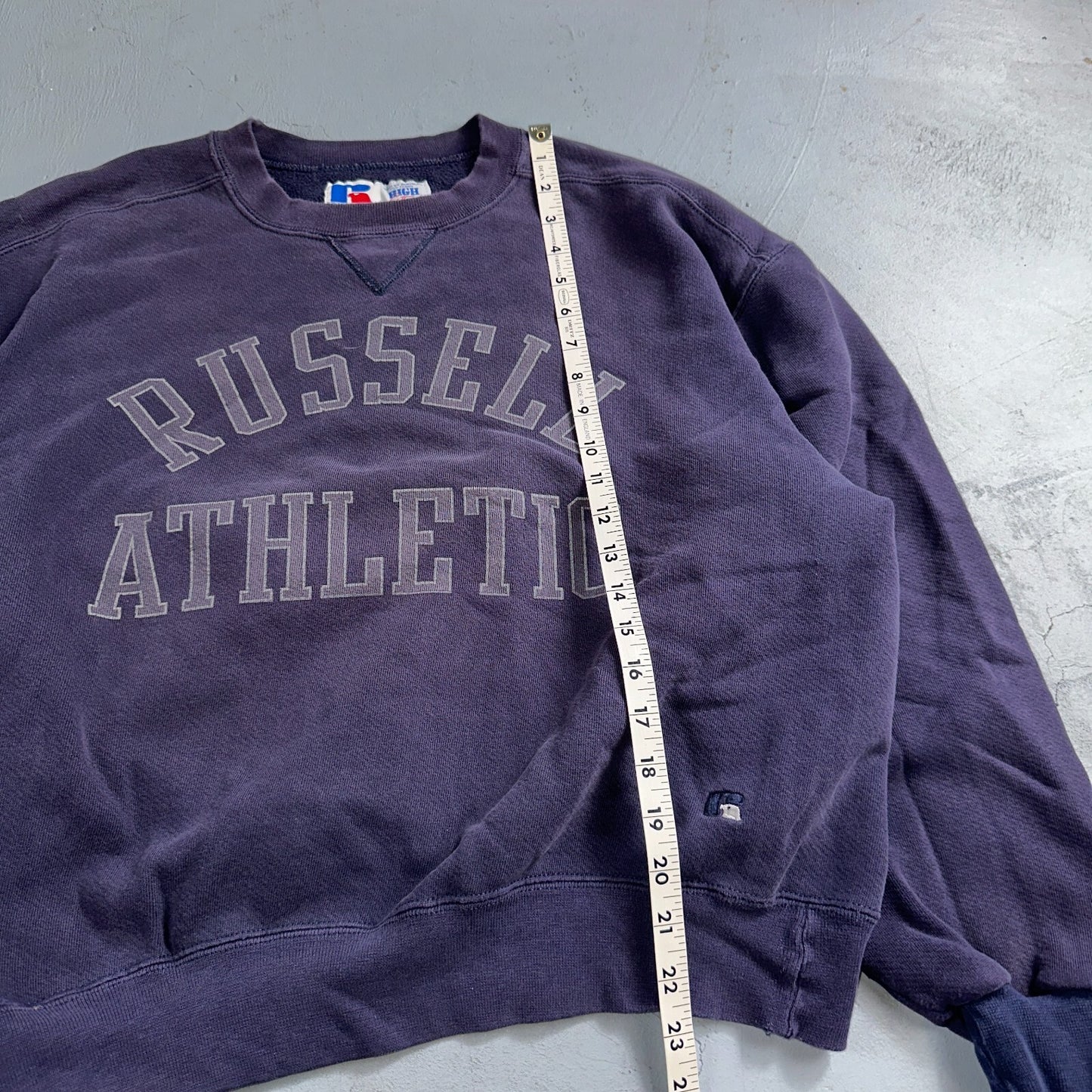 Russell Athletic USA Sweatshirt Crewneck Purple Navy 80s 90s Jumper Warm Up V