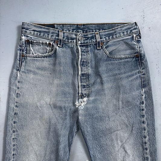 Levis 501 Vintage 90s XX Straight Leg Mexico Jeans 34x36 Light Wash Act 31x32