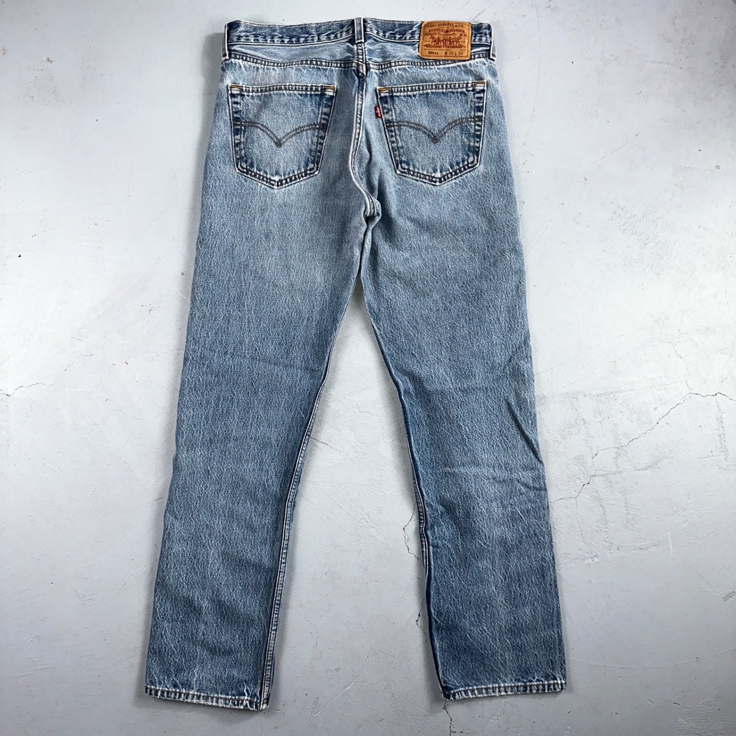 Levis 501 Vintage 90s USA XX Straight Leg Jeans Blue Light Wash 35x34 Act 33x31