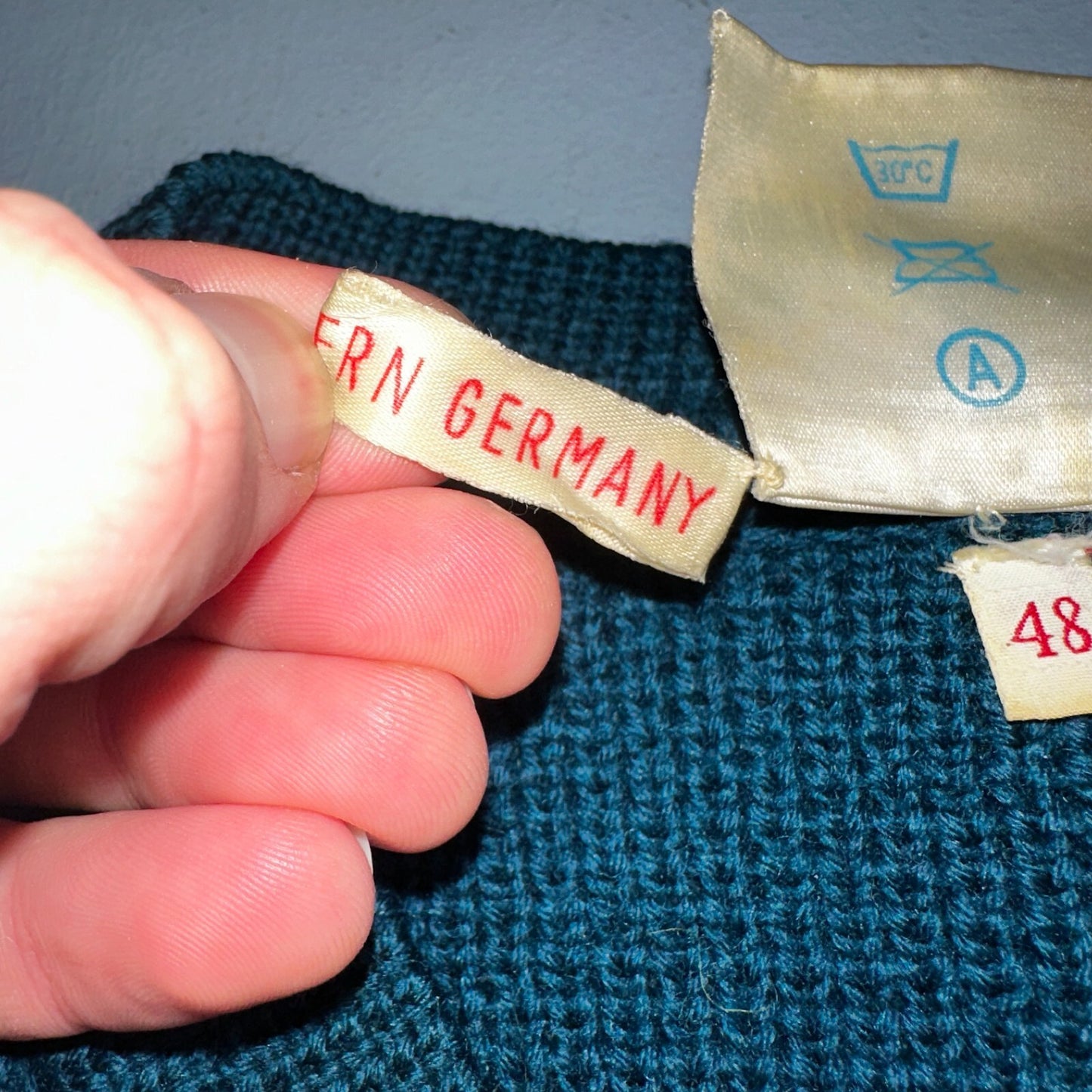 Western Germany VTG Wachter Rosenheim 100% Wool Knit Sweater Rockabilly 60s 70s