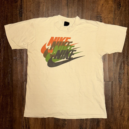 Nike Vintage T Shirt Mens 70s Quad Swoosh Stack OG Rare Pinwheel Geisha Basic