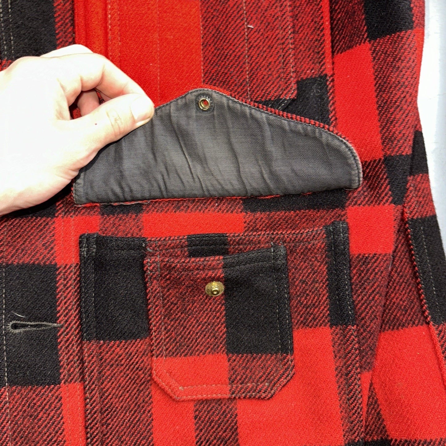 Filson Union 1940s Wool Mackinaw Cruiser Jacket Red Plaid VTG USA 40s 50s Rare