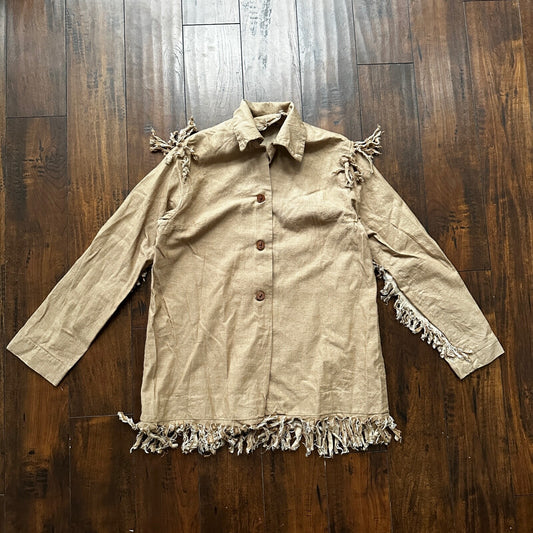 Vintage USA Rockabilly Womens Dress Shirt 60s 70s Top Bottom Brown Button Unique