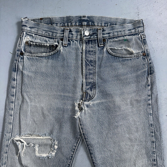 Levis 501 Vintage 80s USA XX Straight Leg Jeans 33x30 Altered Skinny Act 30x33