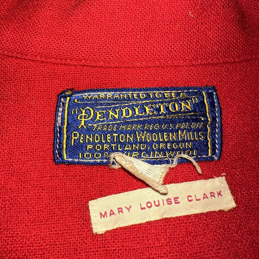 Pendleton 1930s VTG Wool Shirt Jacket Long Sleeve Red Basic Pink Buttons 30s 40s