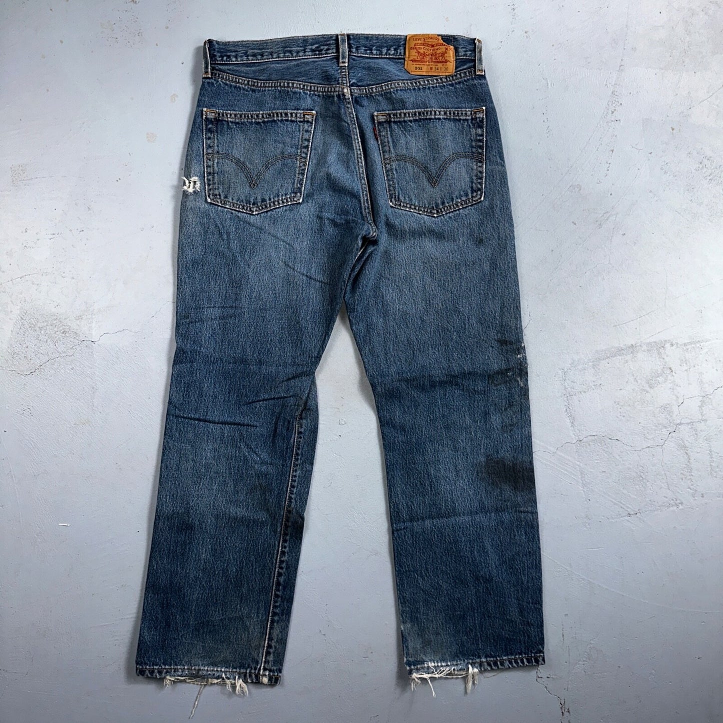 Levis 501 Vintage 90s XX Straight Leg Mexico Jeans 34x30 Thrashed Act 33x28