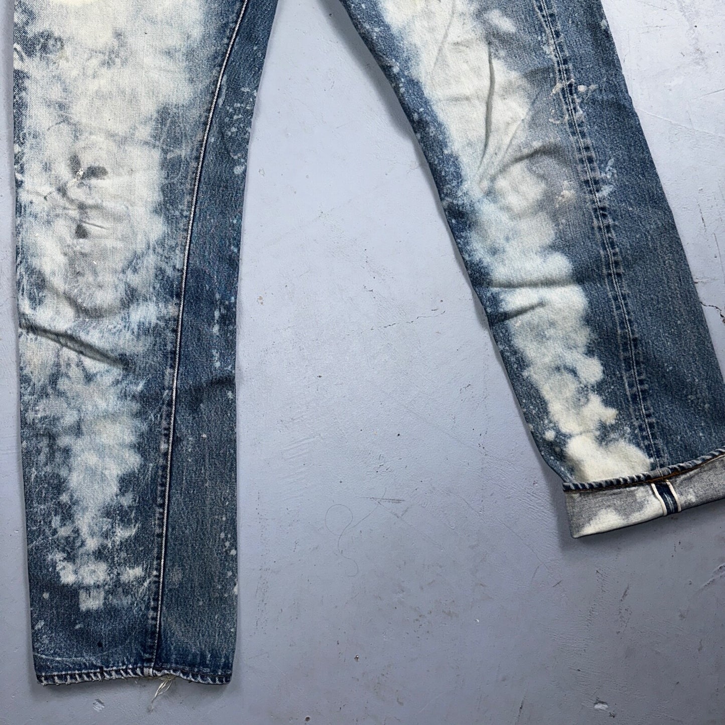 Levis 501 Vintage 80s Redline Selvedge USA XX Jeans Light Wash Stained Act 34x33