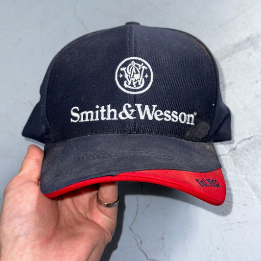 Smith & Wesson Hat Cap VTG Blue One Size Casual Cotton Dad Gun Pistol USA