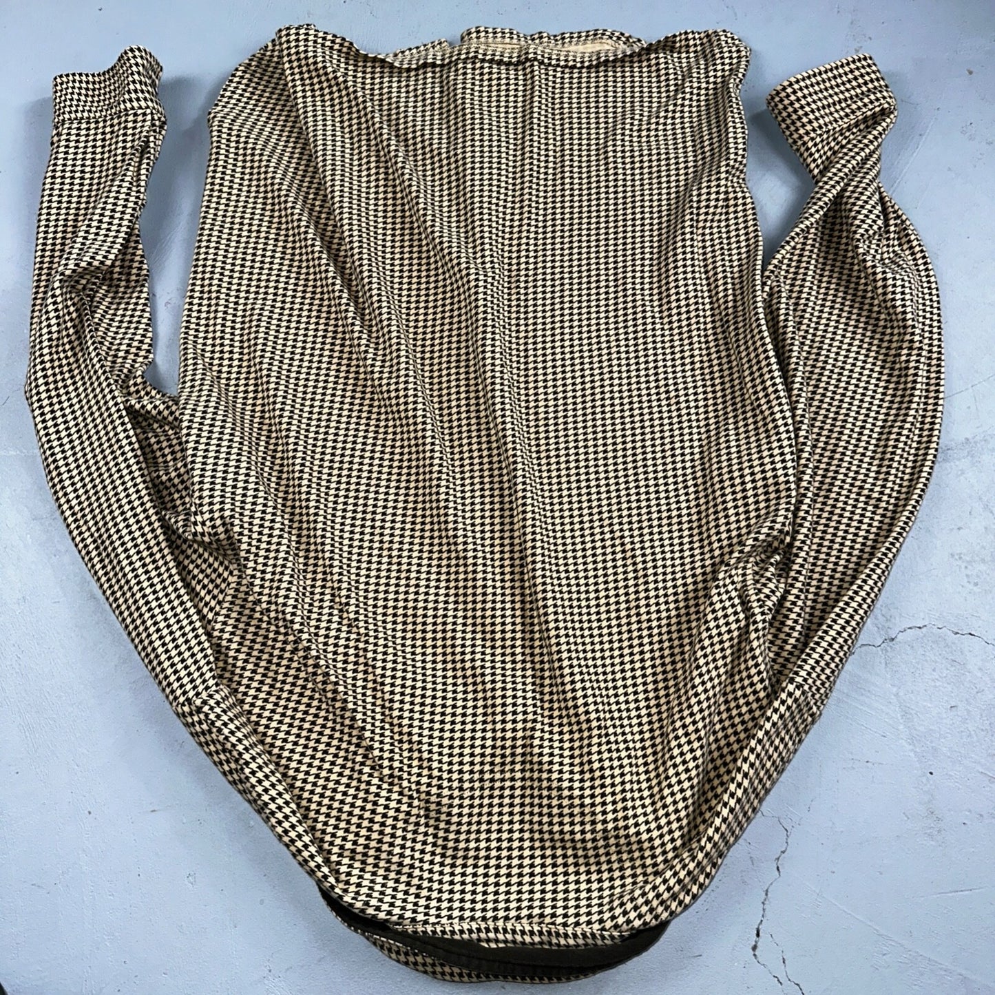 LL Bean VTG SOFT Flannel Shirt Size M Mens Cream Houndstooth Long Sleeve Button