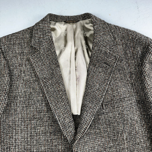 Norm Thompson VTG 80s Harris Tweed Preppy Wool Herringbone Blazer Jacket 42