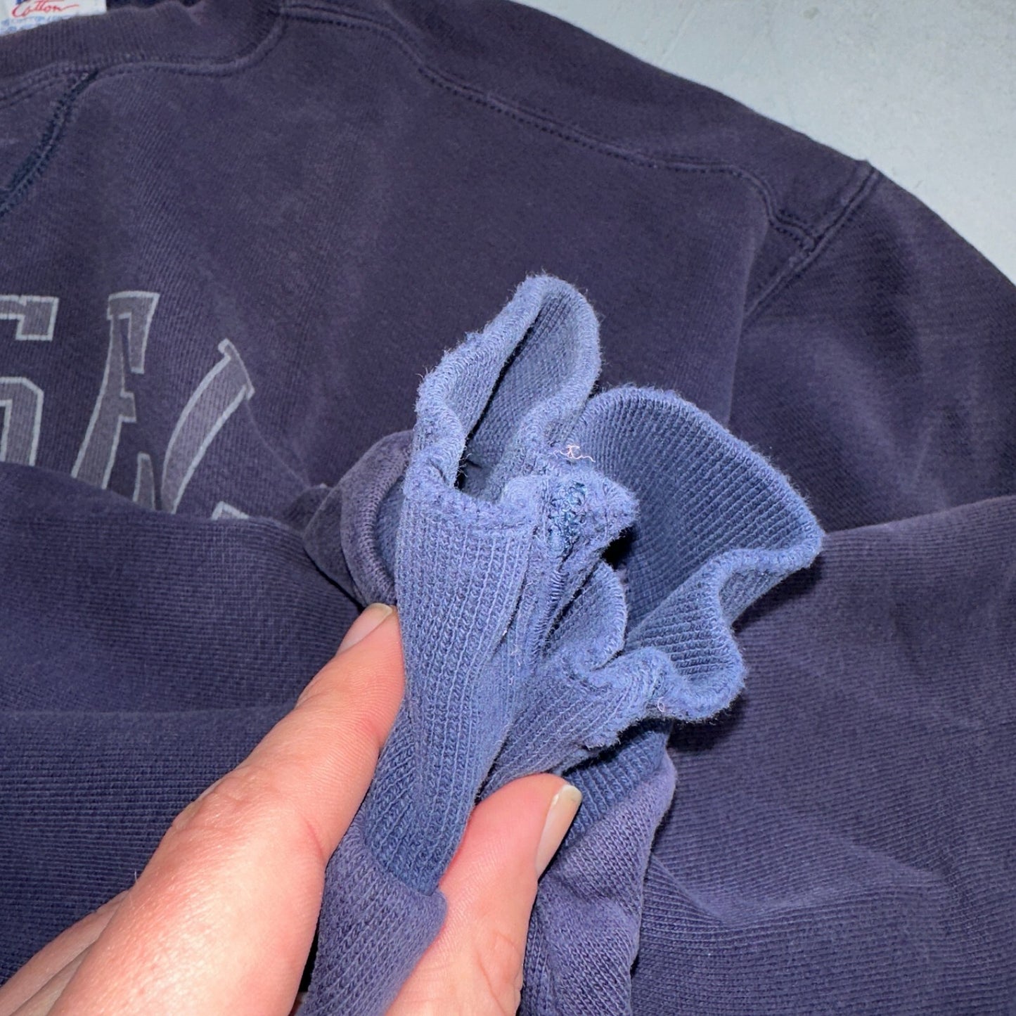 Russell Athletic USA Sweatshirt Crewneck Purple Navy 80s 90s Jumper Warm Up V