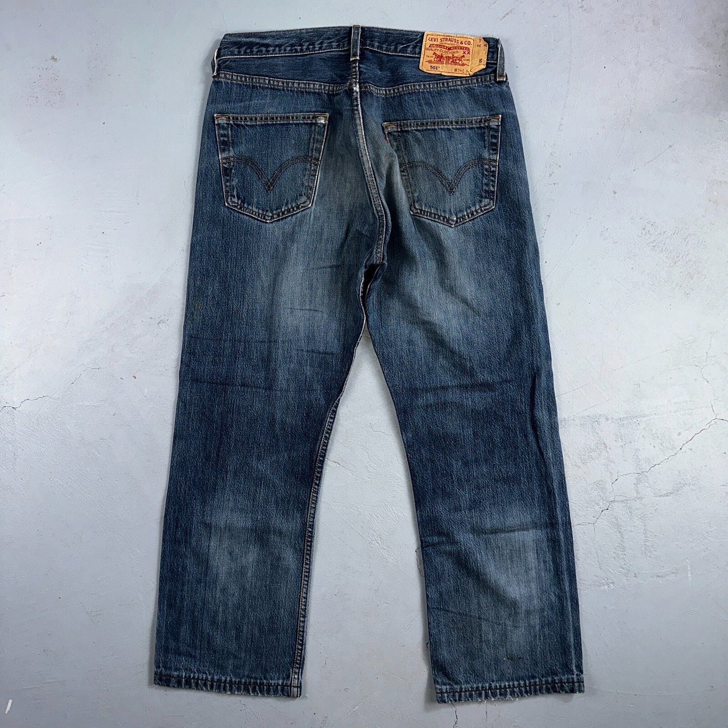 Levis 501 Vintage Y2K XX Straight Leg Jeans Blue Med Wash 34x34 Act 33x27