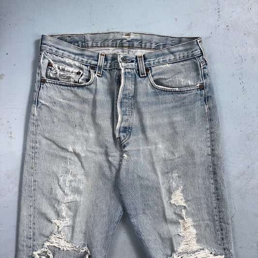 Levis 501 Vintage 80s USA XX 90s Straight Leg Jeans 33x36 Light Wash Act 30x31