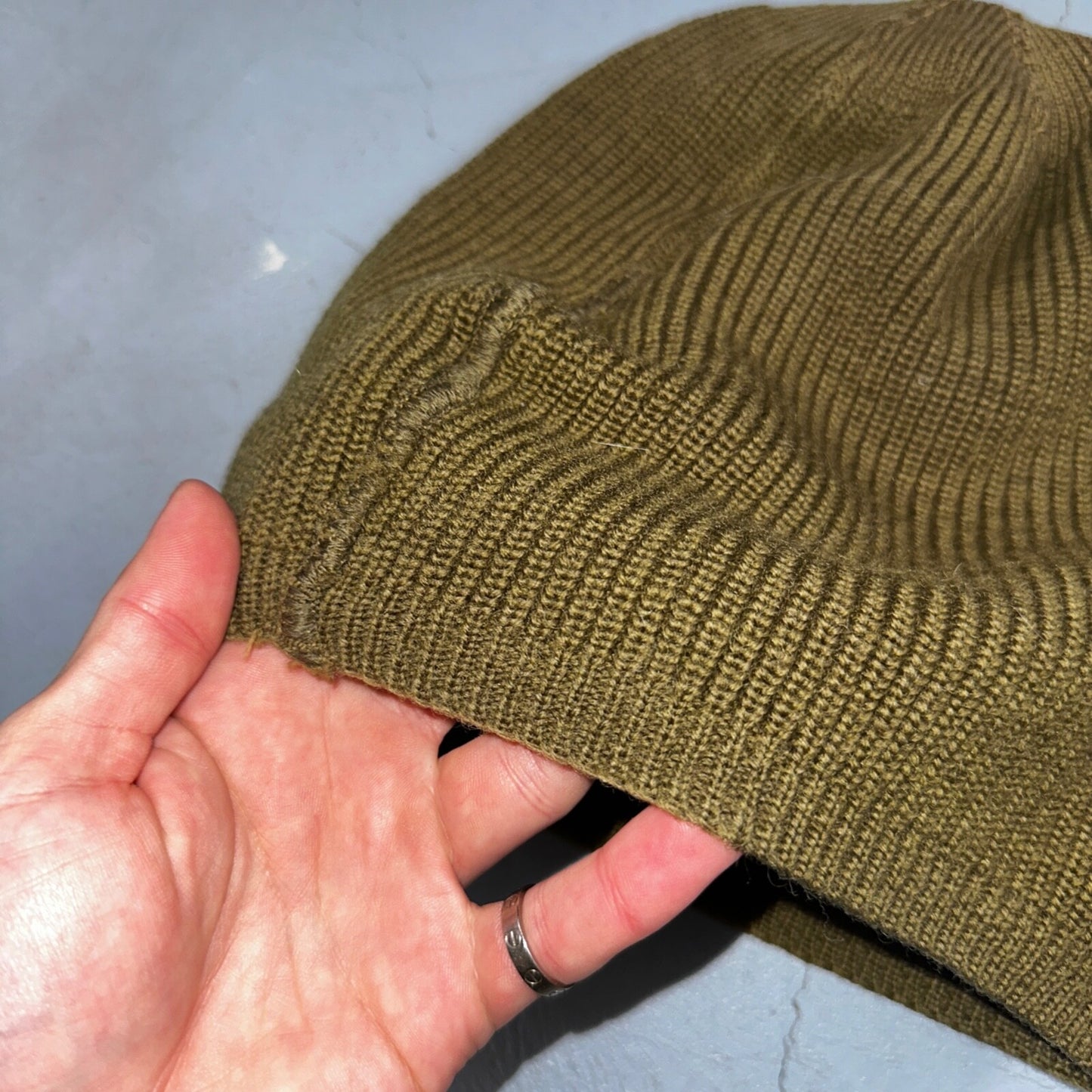 Vintage WWII Watch Cap Hat A-4 Rare Green Air Force Army 40s 50s Military A4 WW2