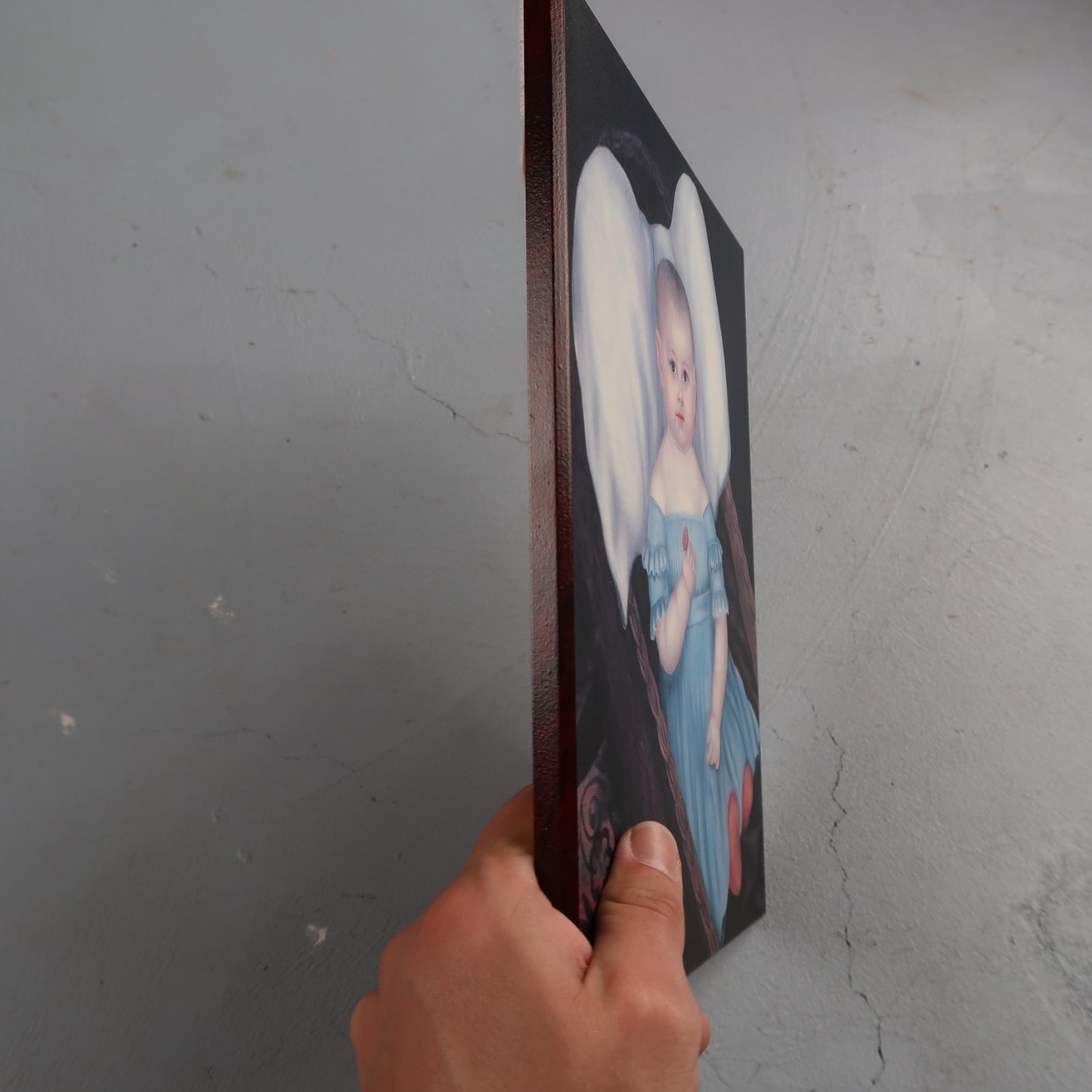 Baby In Wicker Basket Joseph Whiting Wall Art Print Wood Block 1997 Creepy Scary