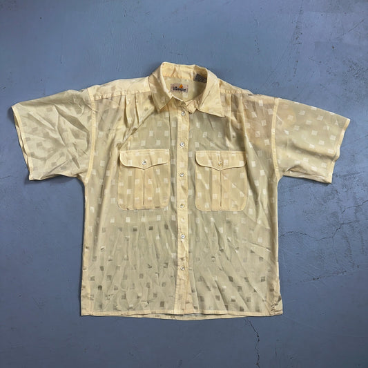 Liz Claiborne VTG Womens Button Front Blouse Shirt 8 P Crop Petite Checker