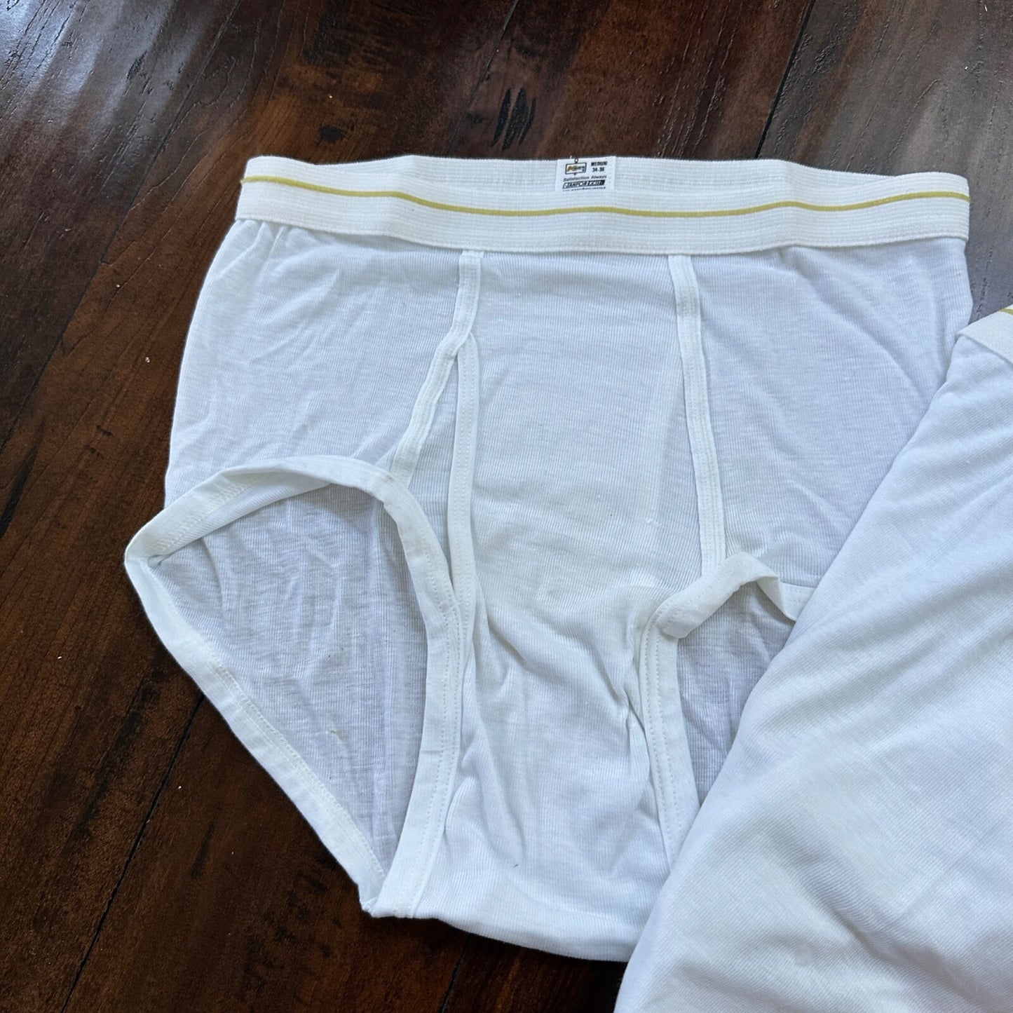 BVD Briefs Men Size 36 White Cotton Stripes 3 Pair VTG USA Lot 1970s 70s M