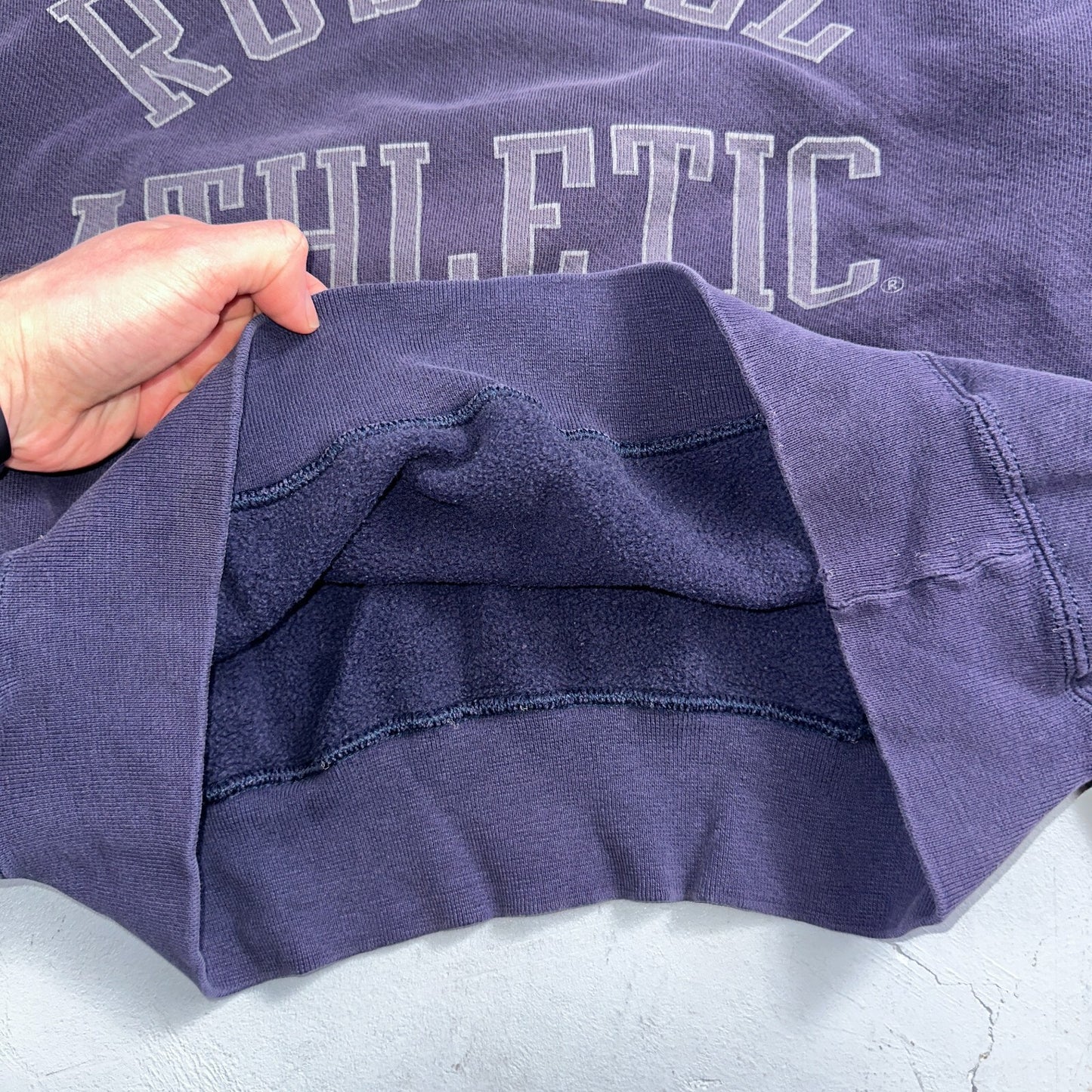 Russell Athletic USA Sweatshirt Crewneck Purple Navy 80s 90s Jumper Warm Up V