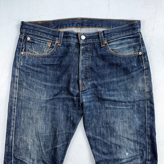 Levis 501 Vintage Y2K XX Straight Leg Jeans Blue Dark Wash 34x32 Act 35x31