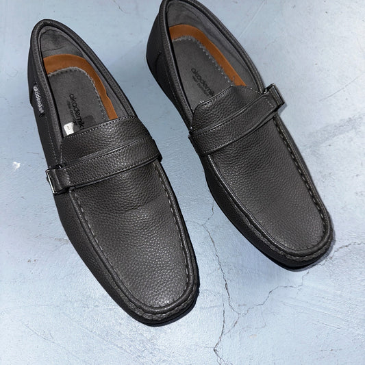 AKADEMIKS Men's Gray Faux Leather Roger Slip-On Driving Loafers SZ 12