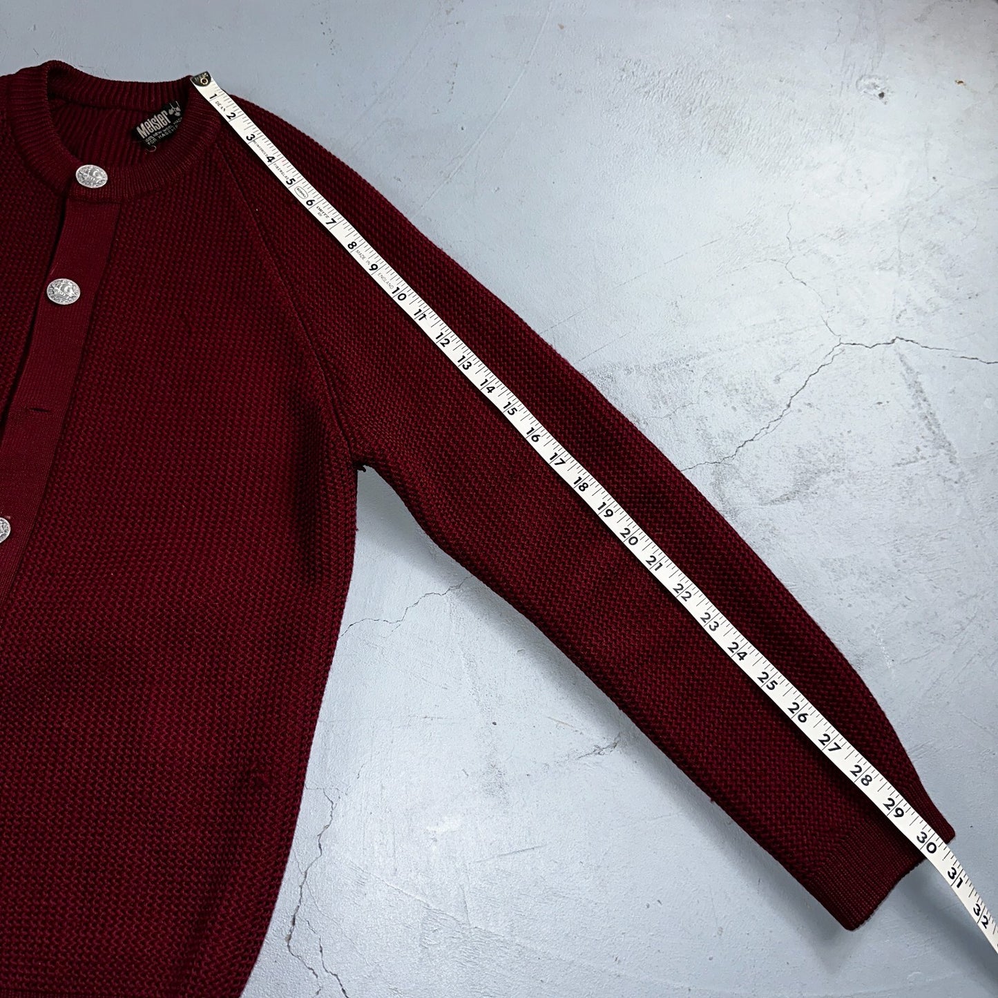 Meister Sweater M Women’s Wool Austria Pullover Red V Neck Vintage Cardigan 60s