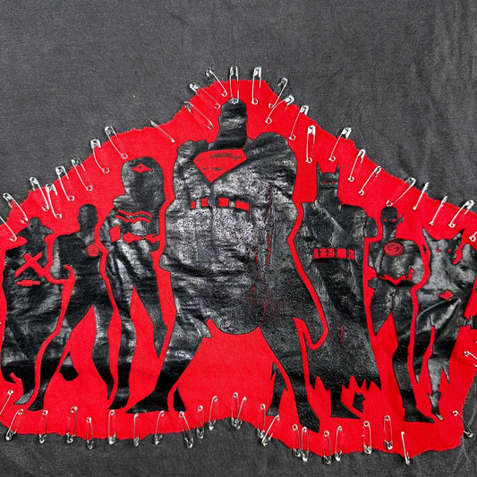 Super Hero Chopped Cut Sewn Custom VTG T Shirt Hanes 80s Beefy Rare Fun Batman