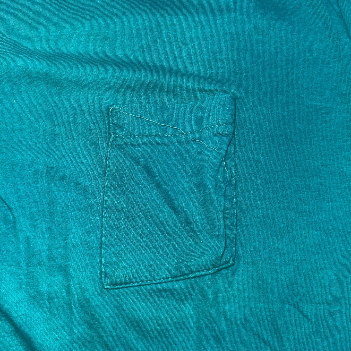 1960s Fruit Of The Loom VTG T Shirt Green Blue Thrashed Single Stitch 60s Blank
