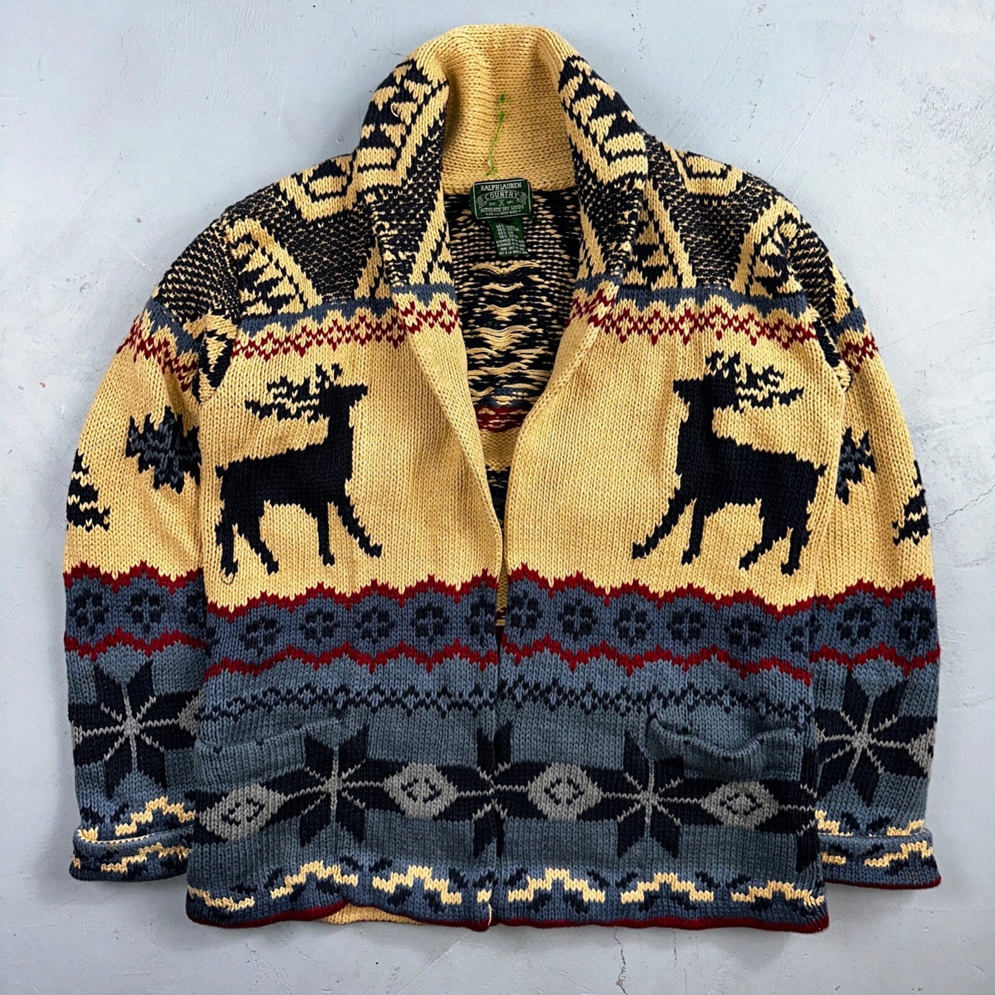 Polo Ralph Lauren Vintage 90s Hand Knit Polo Country Jacket Cardigan Small Shawl