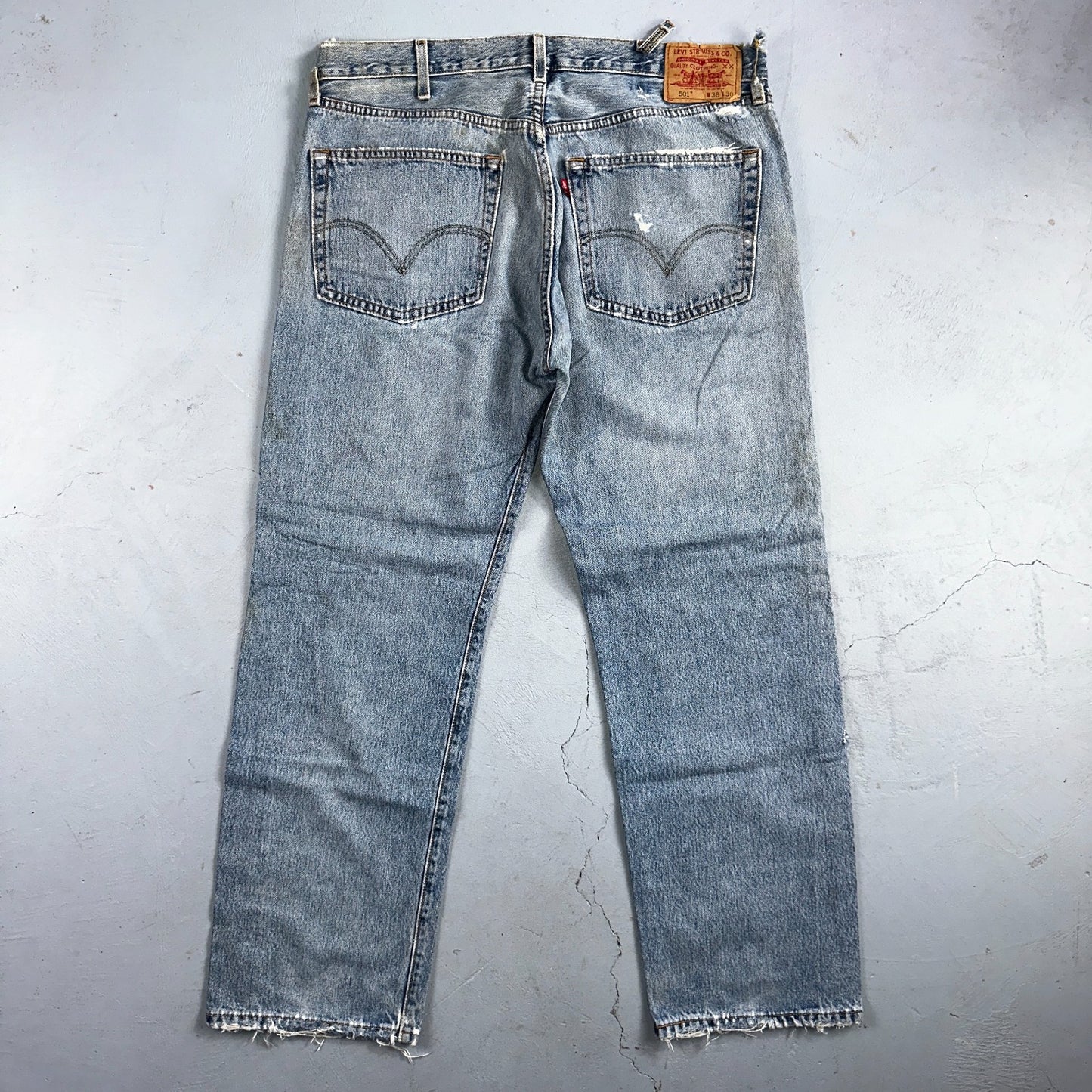 Levis 501 Vintage Y2K 90s XX Straight Leg Jeans Blue Light Wash 38x30 Act 36x30