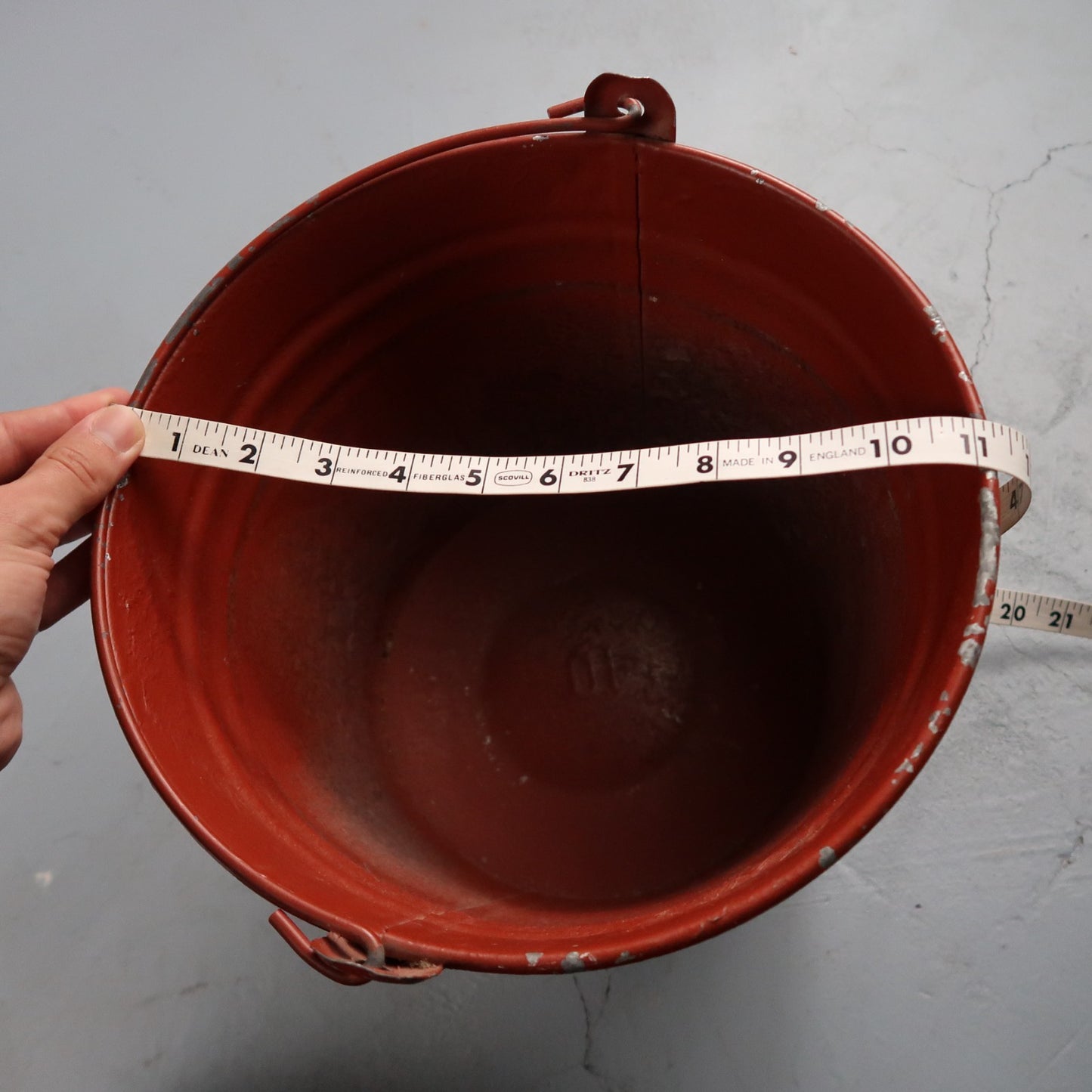 VTG Hand Painted Peaches Metal Bucket W Handle Galvanized Tub Garden Folk Art