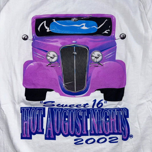 Hot August Nights 2002 VTG T Shirt Sweet 16 Hot Rods Purple Car Rare Graphic Fun