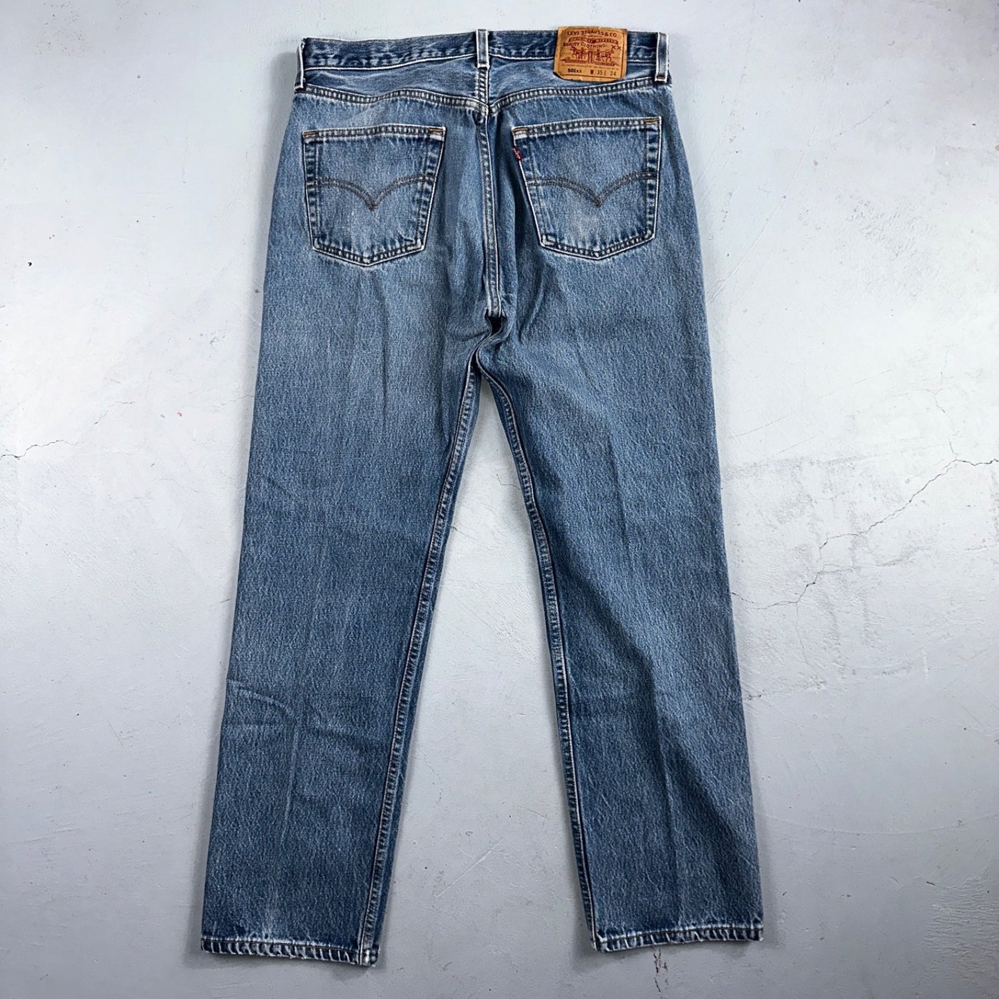 Levis 501 Vintage 90s USA XX Straight Leg Jeans Blue Light Wash 35x34 Act 32x30
