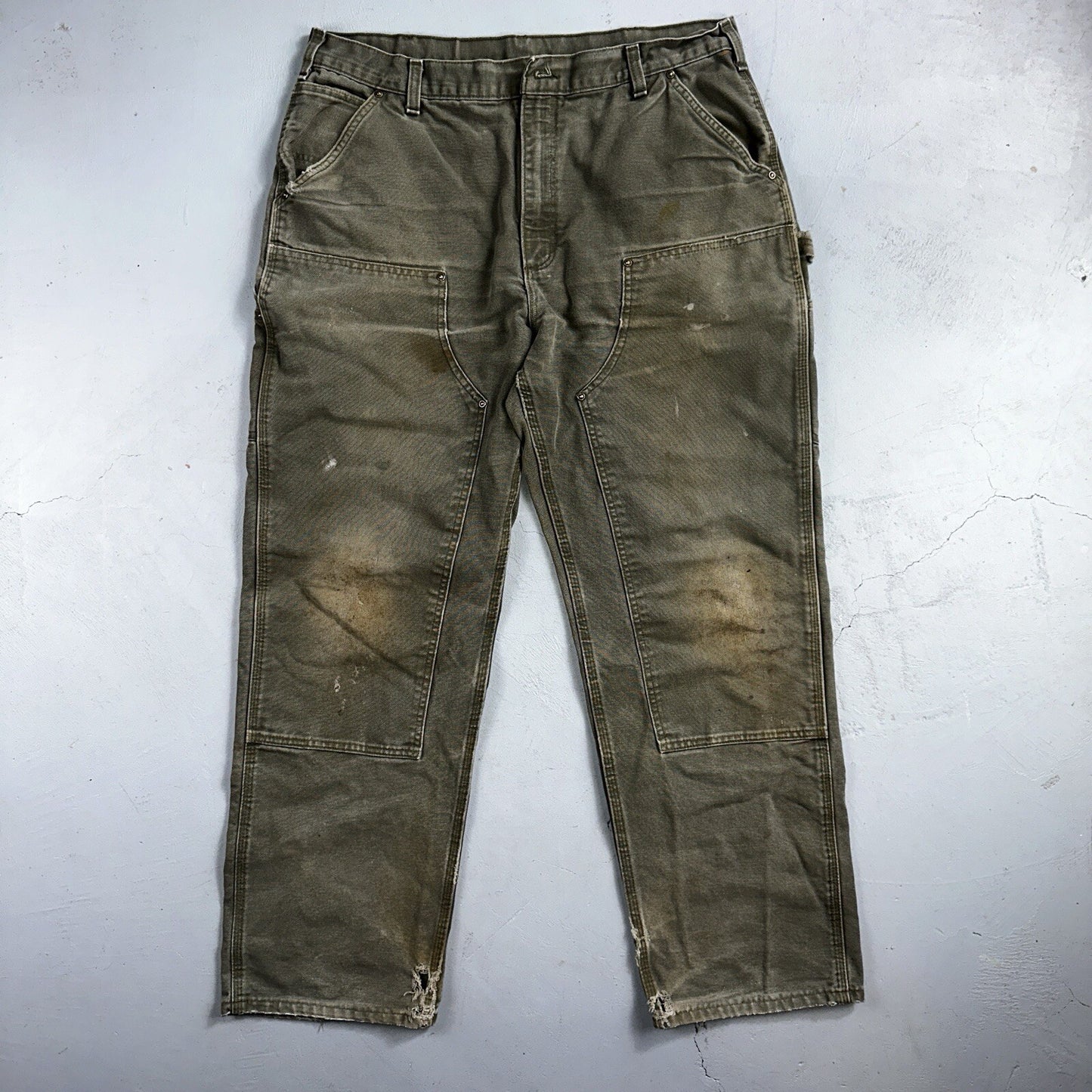 Carhartt VTG Double Knee Carpenter Pants Mexico B01 B136 MOS Green Act 38x32