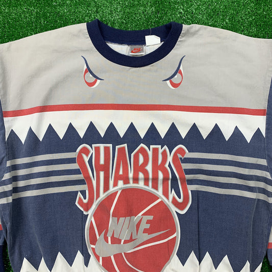 Nike Vintage Sweatshirt Mens T Shirt Sharks Crewneck AOP Basketball Jordan RARE