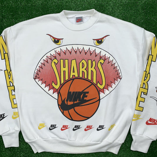 Nike Vintage Sweatshirt Mens T Shirt Sharks Crewneck AOP Basketball Jordan RARE
