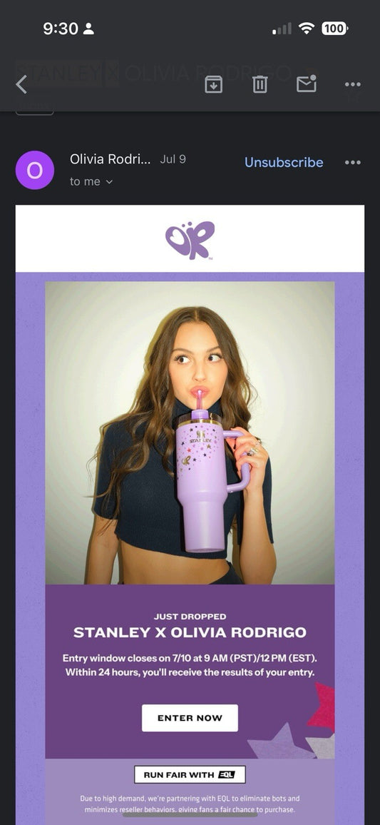 Olivia Rodrigo Stanley Cup 40oz Quencher Flowstate In Hand. Ready To Ship!