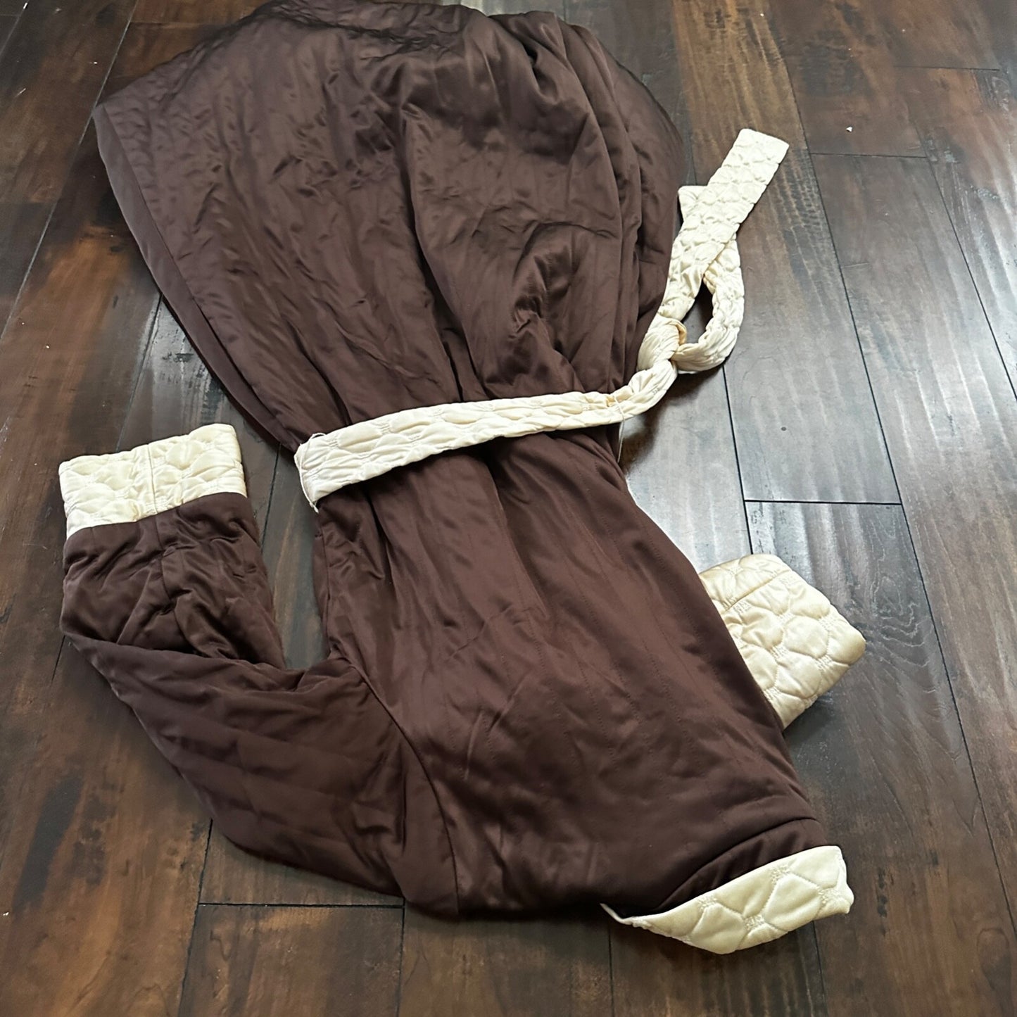 VTG Mod Brown VANITY FAIR Wrap NYLON Peignoir Robe Nightgown Gown