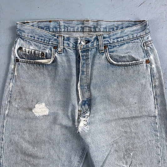 Levis 501 Vintage 80s USA XX Straight Leg Jeans Blue Light Wash 34x36 Act 31x34