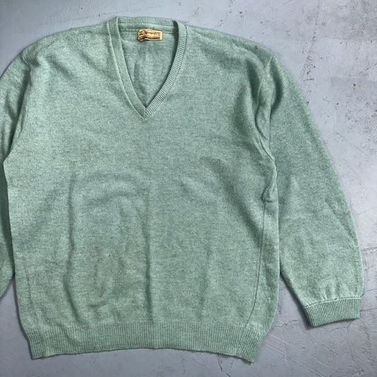 Lord Jeff Hampshire VTG 50s Knit XL Teal Green 1950s 60s Rockabilly Wool