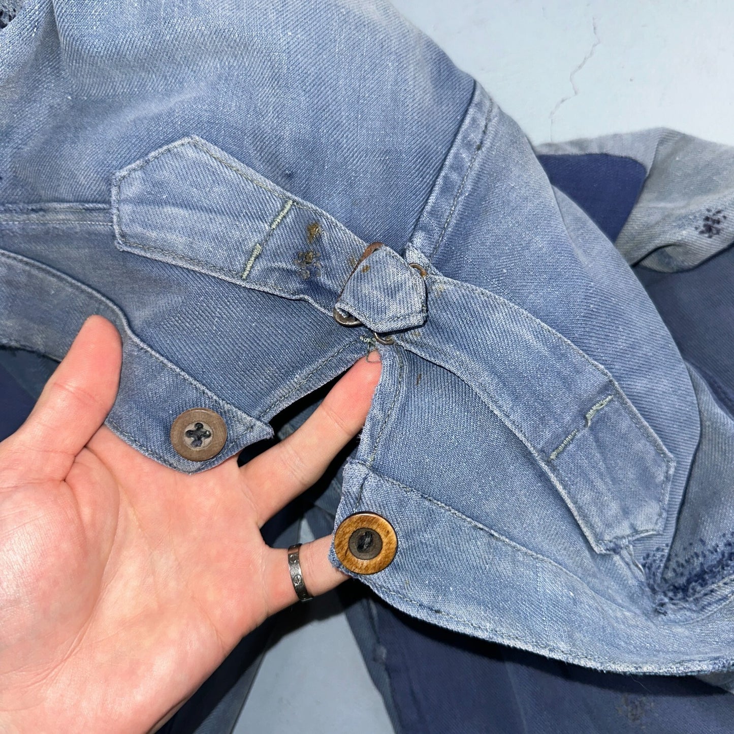 Vintage 1930s 1940s Buckleback Pants Denim Navy Blue Dungaree 30s 40s Rockabilly