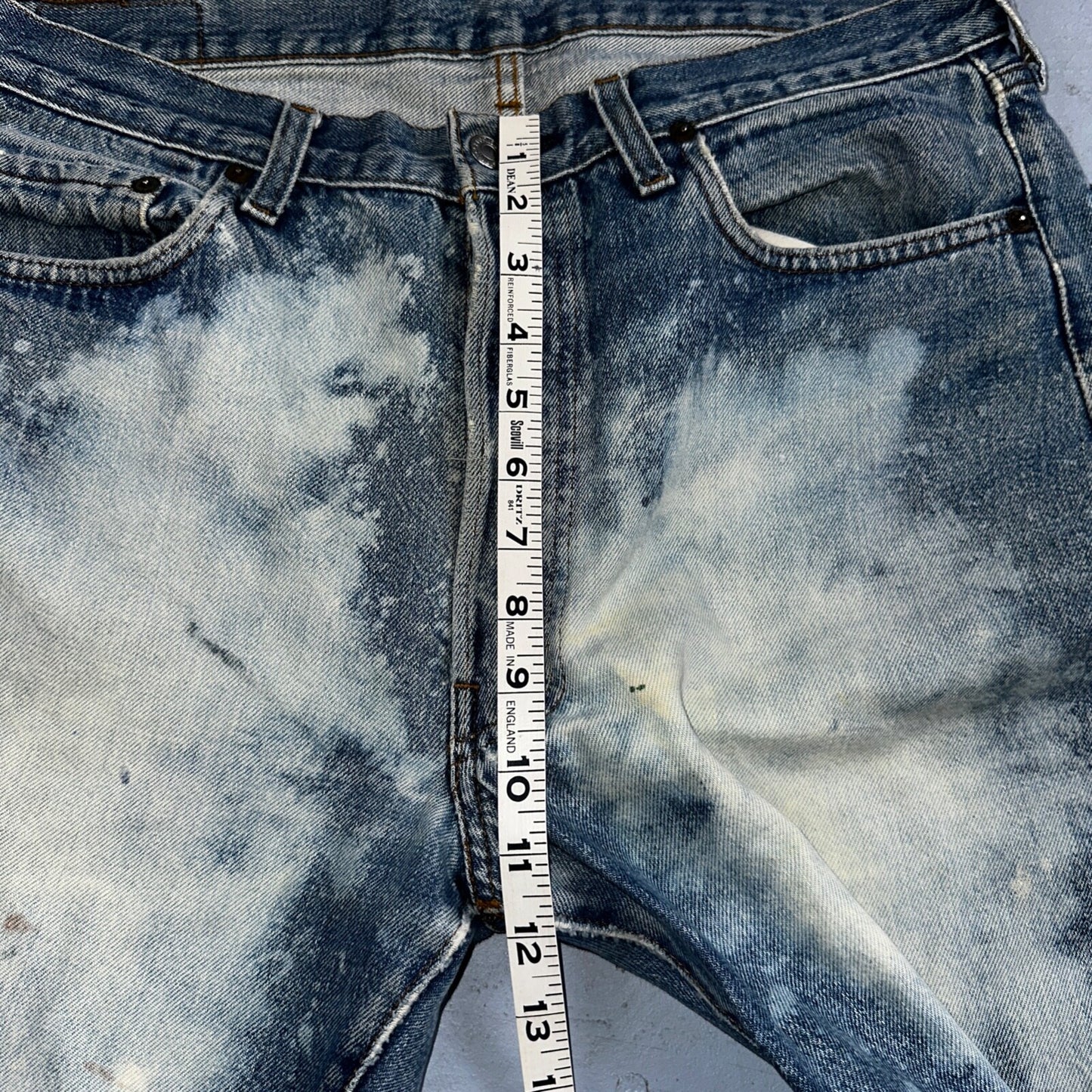 Levis 501 Vintage 80s Redline Selvedge USA XX Jeans Light Wash Stained Act 34x33