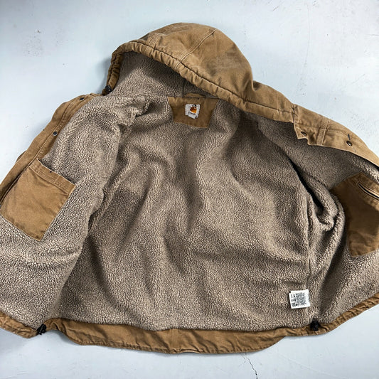 Carhartt VTG Bartlett Jacket 2XL Regular Brown Hooded Sherpa Lined 102285 Y2K