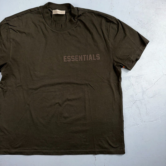 Essentials Fear Of God Brown Puff Print Logo Spell Our Men’s T Shirt XL Boxy