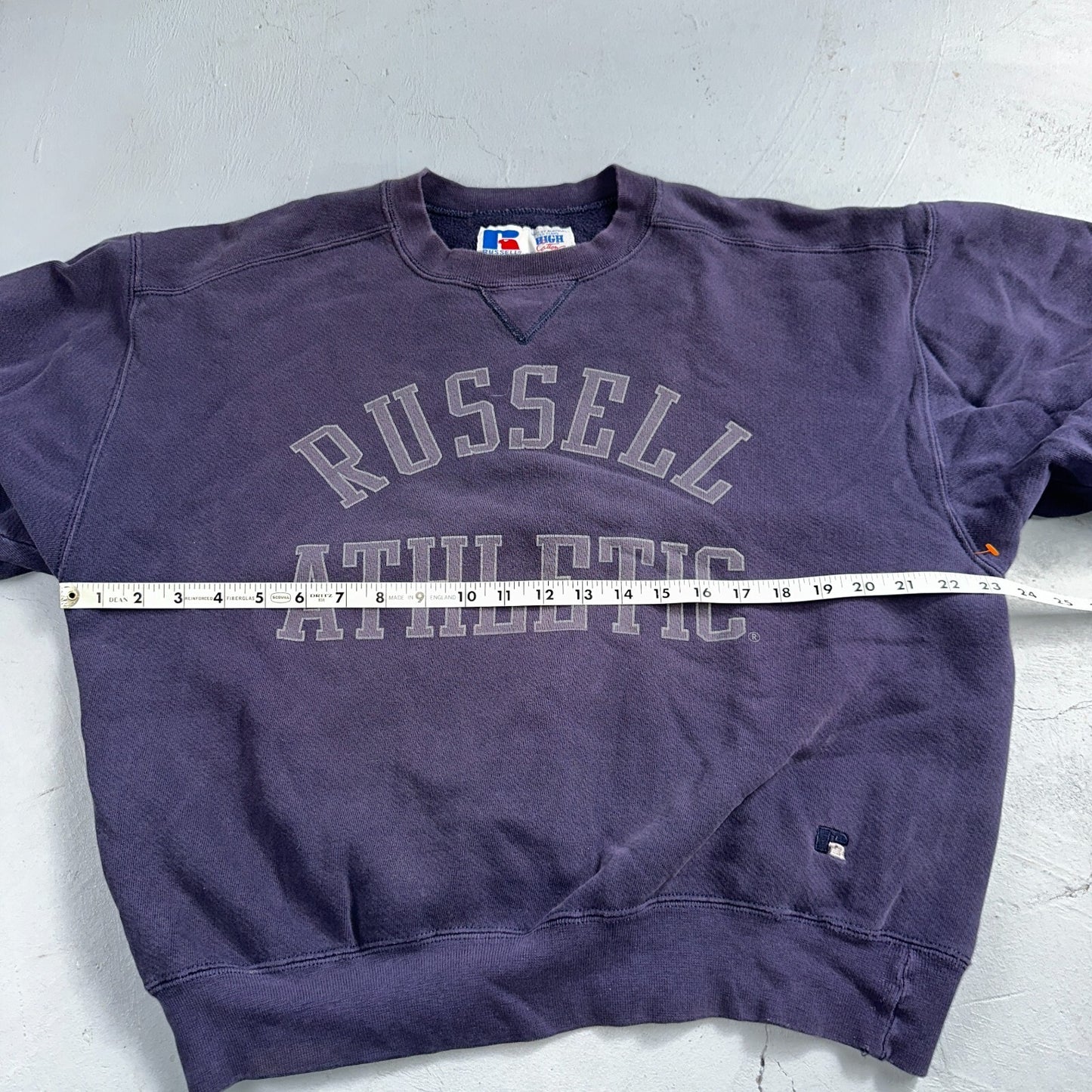 Russell Athletic USA Sweatshirt Crewneck Purple Navy 80s 90s Jumper Warm Up V