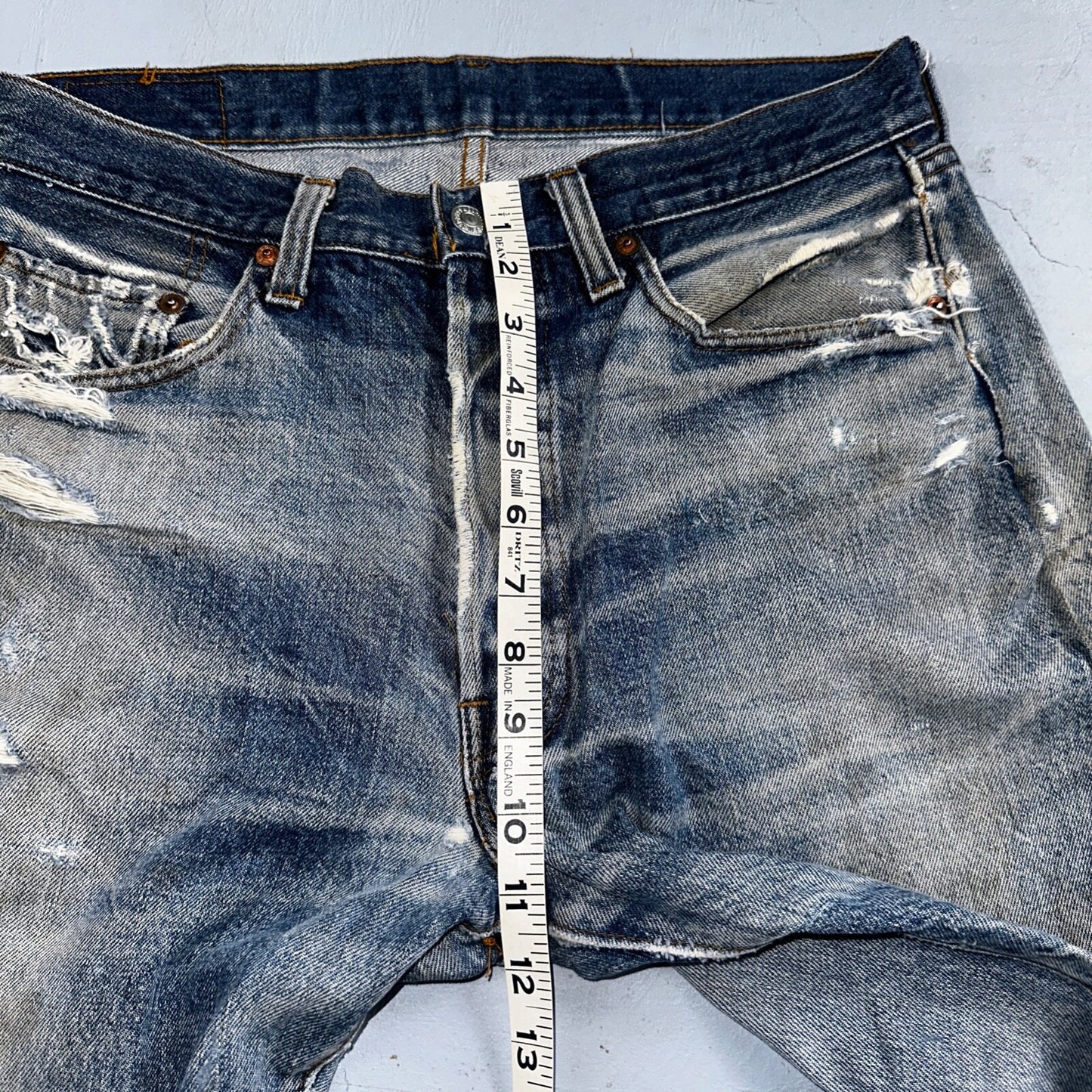 Levis 501 Vintage 80s Redline Selvedge USA XX Jeans Light Wash 34x34 Act 31x30