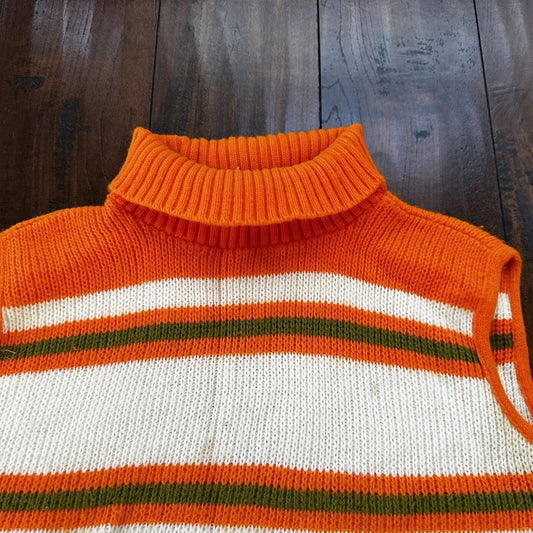 Sweater Vest Vintage Rockabilly Orange 1960s 60s Stripe 70s Rare Hipster